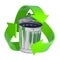 3d Steel trash can with recycle symbol