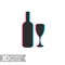 3D stereo flat style wine bottle and glass, vector