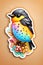 3d sticker detailed illustration print a clear bright cute bird a splash of fancy color generated by ai