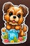 3d sticker detailed illustration print a clear bright cute puppy a splash of fancy generated by ai