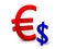 3D strong euro against weak dollar