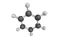 3d structure of Benzene, an important organic chemical compound.