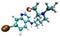 3D structure of Hydroxychloroquine, a substance active against the COVID-19 coronavirus and malaria