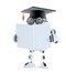 3d Student robot with blank book. Isolated. Contains clipping path of robot and book