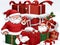 3D style AI-generated, santa claus having fun with gift box on Christmas day holiday.