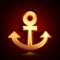 3D stylized Anchor icon. Golden vector icon. Isolated symbol illustration on dark background