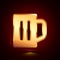 3D stylized Beer Mug icon. Golden vector icon. Isolated symbol illustration on dark background