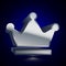 3D stylized Crown icon. Silver vector icon. Isolated symbol illustration on dark background