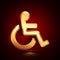 3D stylized Disabled Person icon. Golden vector icon. Isolated symbol illustration on dark background