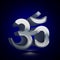 3D stylized Hinduism icon. Silver vector icon. Isolated symbol illustration on dark background