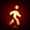 3D stylized Pedestrian icon. Golden vector icon. Isolated symbol illustration on dark background