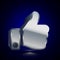 3D stylized Thumb Up icon. Silver vector icon. Isolated symbol illustration on dark background