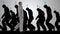3D Successful Businessman silhouette walking toward success