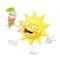 3D sun character eats an ice cream