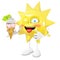 3D sun character eats an ice cream