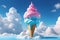 3d surreal pink and blue ice cream