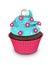 3d sweet cupcake with flowers and pearls isolated on white