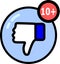 3d symbols and icon dislike for social media that receive notification