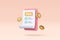 3d tax payment and business tax with money coin on clipboard checklist. Composition with financial annual accounting, calculating