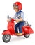 3D Teenager riding a scooter motorcycle