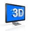 3D television screen with 3D text