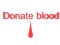 3D Text saying donate blood with blood drop below