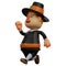 3D Thanksgiving Pilgrim Man Cartoon Character with walking pose