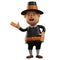 3D Thanksgiving Pilgrim Man Cartoon Illustration wearing a cool hat