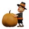 3D Thanksgiving Pilgrim Man Cartoon Picture with a weird expression