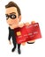 3d thief holding credit card