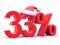 3d Thirty three percent symbol wearing Santa Claus hat