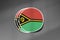 3D three flag stickers of Vanuatu on dark gritty background.