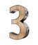 3D `three` number made of wood and metal