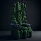 3d throne made out of cactus on a flat dark floor, created with Generative AI technology