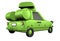 3D toon green fast toy sedan tank car