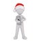 3d toon in Santa hat with mobile phone