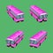 3d top view thai pink bus transport car vehicle driver fare passenger autobus omnibus coach rail bench chair stool armchair seat