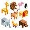 3D toy animals. Isometric pictures isolate