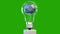 3D traffic Earth revolving inside of a classic lightbulb, loop, Green Screen Chromakey