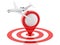 3d Travel suitcase, airplane and map pointer in red target.