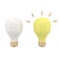 3d turning on and off light bulb icon set. Glowing incandescent filament lamps. Creativity Idea, Business Innovation