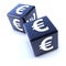 3d Two black dice marked with Euro currency symbol