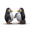 3d Two business penguins meet