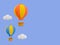 3d vacation time. Relaxation time concept. Leisure activities. Hot air balloons floating with a copy space.