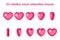 3d valentine day love red heart rotation animation frames isolated icons set flat decor design vector illustration