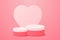 3d valentine\\\'s day display product on pink background. valentine pedestal podium with heart.