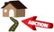 3D Vector Auction icon with a red arrow pointing to house