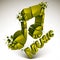 3d vector green shattered musical notes with music word. Art mel