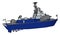 3D vector illustration of a blue and grey military boat
