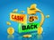 3d vector illustration of five percent cash back